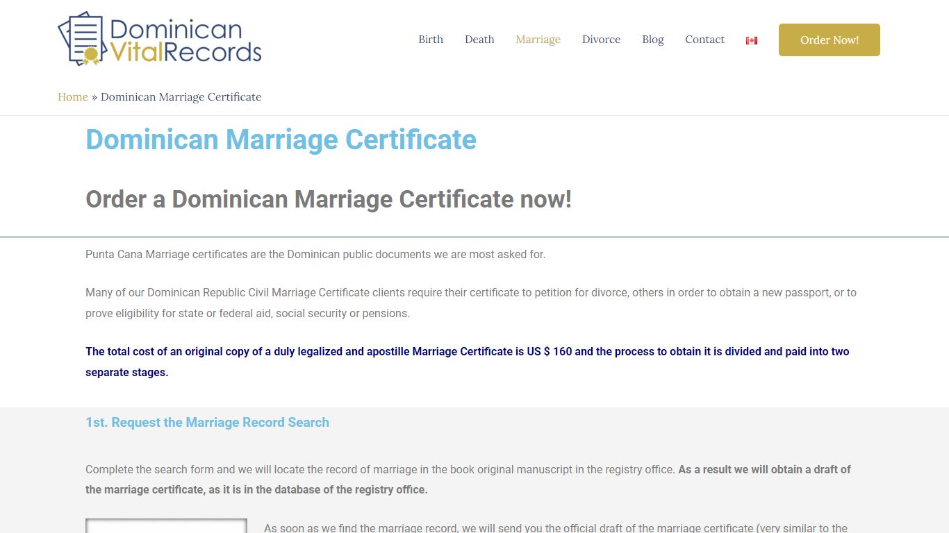 Dominican Marriage Certificate - Dominican Vital Records