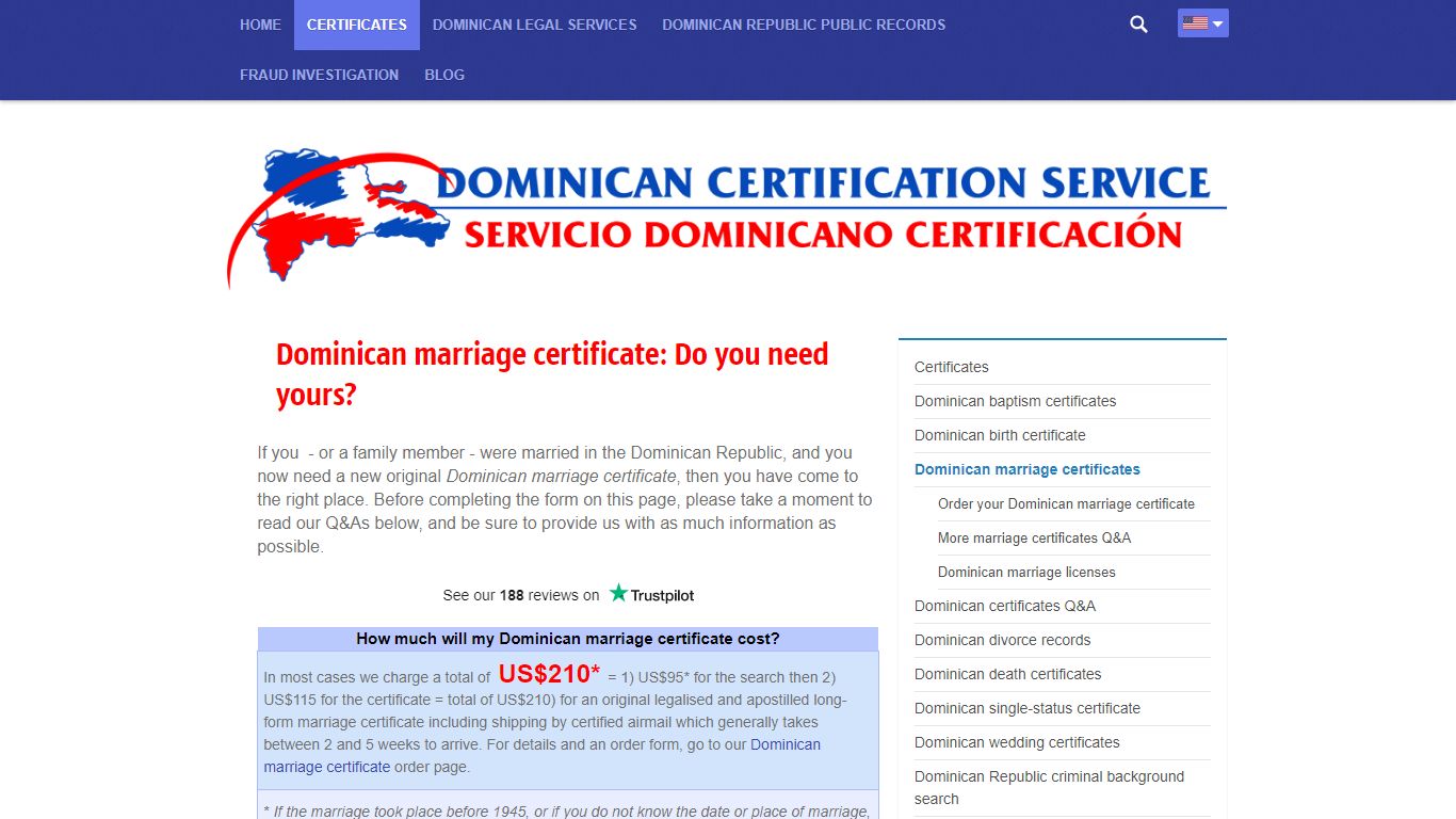 Dominican marriage certificates