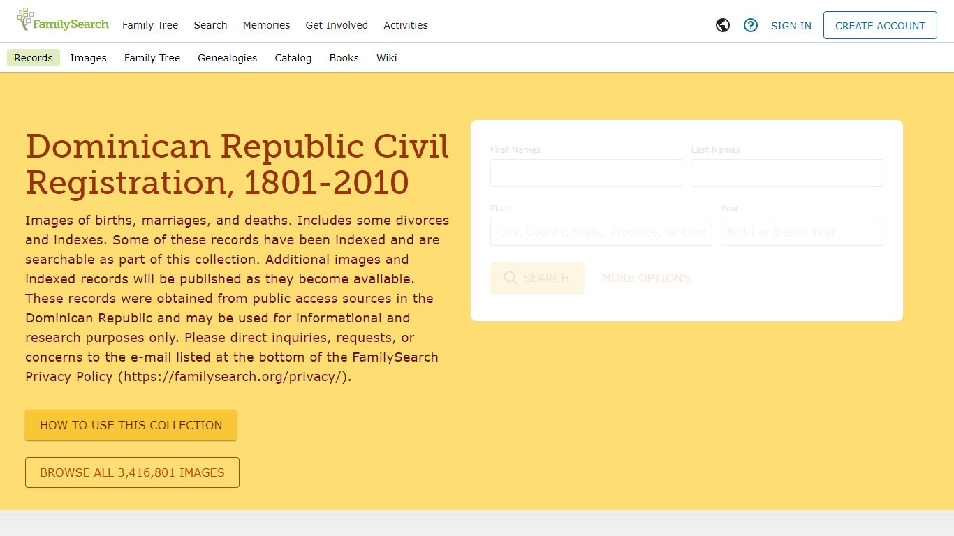 Dominican Republic Civil Registration, 1801-2010 ...